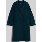 Dámske Designer Zimné kabáty Karl Lagerfeld zelenej farby v ležérnom štýle z vlny Oversize na gombíky 