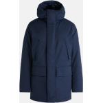 Pánske Zimné kabáty Peak Performance modrej farby vo veľkosti XXL na zips Kapucňa 