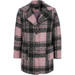Dámske Jarné kabáty m. collection atracítovej farby s károvaným vzorom zo syntetiky v zľave 