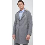 Pánske Designer Jarné kabáty HUGO BOSS BOSS sivej farby z viskózy Oversize v zľave 
