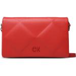 Dámske Designer Crossbody kabelky Calvin Klein červenej farby s prešívaným vzorom v zľave 