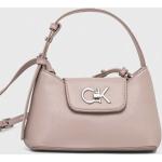 Dámske Designer Crossbody kabelky Calvin Klein béžovej farby z polyuretánu Vegan 