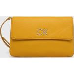 Dámske Designer Crossbody kabelky Calvin Klein zlatej farby z polyesteru Vegan 