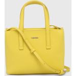 Dámske Designer Shopper kabelky Calvin Klein žltej farby z polyuretánu Vegan udržateľná móda 