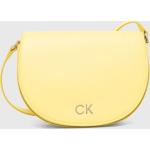 Dámske Designer Crossbody kabelky Calvin Klein žltej farby z polyuretánu Vegan v zľave 