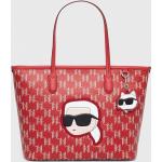 Dámske Designer Shopper kabelky Karl Lagerfeld červenej farby z polyuretánu Vegan v zľave udržateľná móda 