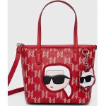Dámske Designer Shopper kabelky Karl Lagerfeld červenej farby z polyuretánu Vegan v zľave 