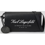 Dámske Designer Kožené kabelky Karl Lagerfeld čiernej farby v minimalistickom štýle z koženky na zips 