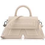 Dámske Designer Elegantné kabelky Karl Lagerfeld bielej farby v elegantnom štýle z kože 