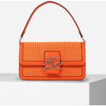 Dámske Designer Elegantné kabelky Karl Lagerfeld oranžovej farby v elegantnom štýle z tkaniny 