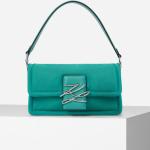 Dámske Designer Crossbody kabelky Karl Lagerfeld zelenej farby z plyšu 