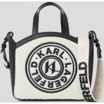 Dámske Designer Shopper kabelky Karl Lagerfeld bielej farby z kožušiny odnímateľný popruh 