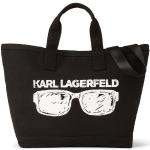 Dámske Designer Kabelky do ruky Karl Lagerfeld čiernej farby z plátna na zips 