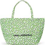 Dámske Designer Kabelky do ruky Karl Lagerfeld zelenej farby s leopardím vzorom z tkaniny na zips 