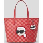 Dámske Designer Shopper kabelky Karl Lagerfeld červenej farby na zips 