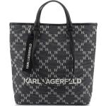 Dámske Designer Kabelky do ruky Karl Lagerfeld sivej farby v ležérnom štýle zo syntetiky na zips 
