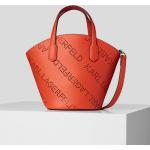Dámske Designer Shopper kabelky Karl Lagerfeld oranžovej farby z hladkej kože 