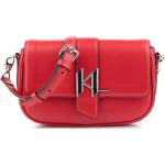 Dámske Designer Elegantné kabelky Karl Lagerfeld červenej farby v elegantnom štýle z hladkej kože 
