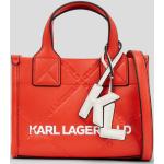 Dámske Designer Shopper kabelky Karl Lagerfeld červenej farby s geometrickým vzorom 