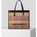 Dámske Designer Shopper kabelky Karl Lagerfeld s károvaným vzorom na zips 