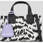 Dámske Designer Shopper kabelky Karl Lagerfeld čiernej farby so zebrovým vzorom 