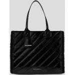 Dámske Designer Shopper kabelky Karl Lagerfeld čiernej farby s prešívaným vzorom z plyšu na zips 
