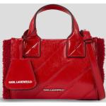 Dámske Designer Crossbody kabelky Karl Lagerfeld červenej farby z plyšu 