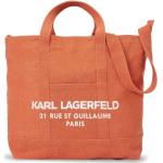 Dámske Designer Kabelky cez plece Karl Lagerfeld oranžovej farby z plátna na zips vonkajšie vrecko 