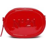 Dievčenské Crossbody kabelky červenej farby z kože na zips odnímateľný popruh 