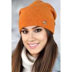 Dámske Zimné čiapky kamea oranžovej farby z vlny Onesize 