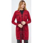 Dámske Designer Kardigany Karl Lagerfeld červenej farby z bavlny vo veľkosti XS na zimu 