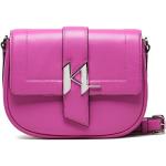 Dámske Designer Crossbody kabelky Karl Lagerfeld ružovej farby z kože v zľave 