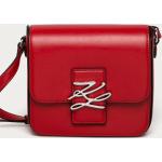 Dámske Designer Crossbody kabelky Karl Lagerfeld červenej farby z kože v zľave 
