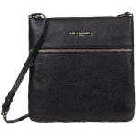 Designer Crossbody kabelky Karl Lagerfeld čiernej farby s kvetinovým vzorom na zips vonkajšie vrecko 