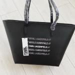 Dámske Designer Shopper kabelky Karl Lagerfeld čiernej farby z kože na zips v zľave 