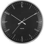 Nástenné hodiny Karlsson čiernej farby v elegantnom štýle zo skla 