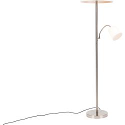 Klasická stojaca lampa z ocele s bielym tienidlom a svetlom na čítanie - Retro