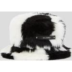 Dámske Designer Šiltovky Karl Lagerfeld čiernej farby monochromatický štýl v kockovanom štýle z umelej kožušiny 