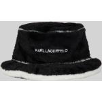 Dámske Designer Šiltovky Karl Lagerfeld čiernej farby monochromatický štýl s vyšívaným vzorom z umelej kožušiny 
