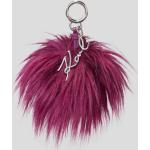 Dámske Designer Kľúčenky Karl Lagerfeld ružovej farby z umelej kožušiny na Vianoce 