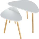 Konferenčné stolíky Kondela bielej farby z bambusu 2 ks balenie 