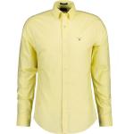 Pánske Košele s dlhým rukávom Gant Oxford žltej farby z bavlny s button down golierom s dlhými rukávmi na gombíky 
