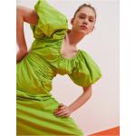 Dievčenské šaty koton zelenej farby v elegantnom štýle v zľave 