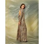 Dámske Dlhé šaty koton viacfarebné v elegantnom štýle s leopardím vzorom s dlhými rukávmi s dĺžkou: Maxi v zľave 