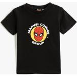 Chlapčenské Detské tričká s krátkym rukávom koton čiernej farby v elegantnom štýle s okrúhlym výstrihom s motívom Spiderman v zľave 