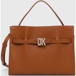 Dámske Designer Crossbody kabelky DKNY hnedej farby z kože 