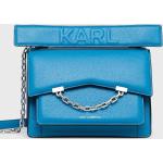 Dámske Designer Crossbody kabelky Karl Lagerfeld modrej farby z kože v zľave 