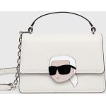 Dámske Designer Crossbody kabelky Karl Lagerfeld bielej farby z kože 