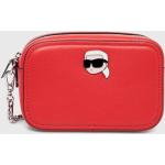 Dámske Designer Crossbody kabelky Karl Lagerfeld červenej farby z hovädzej kože 