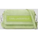 Dámske Designer Crossbody kabelky Karl Lagerfeld zelenej farby z hovädzej kože v zľave 